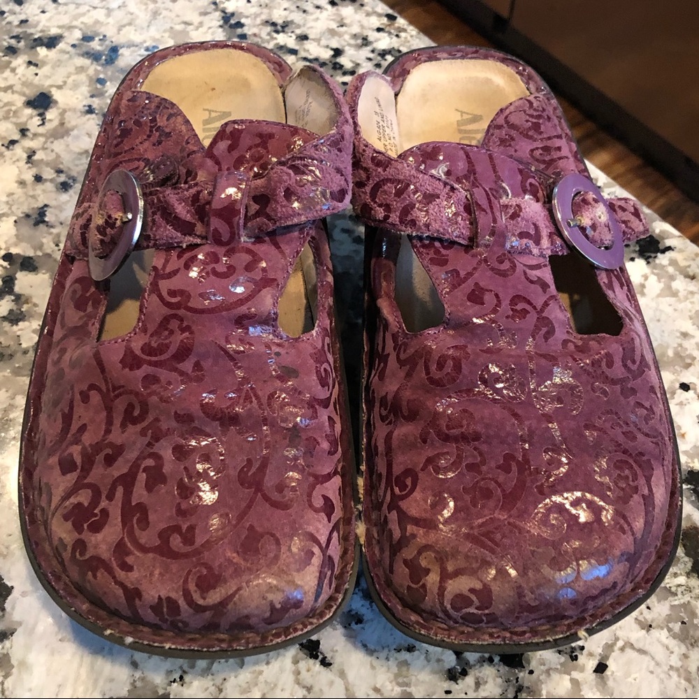 Alegria Alg-924 Plum Classic Leather Clogs 38